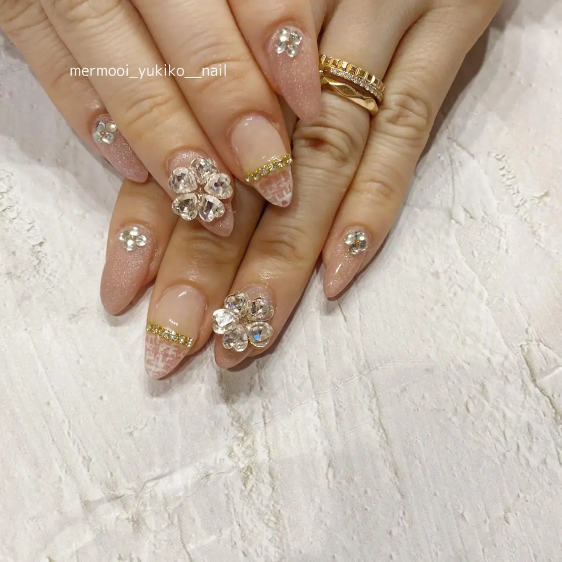 ネイル 韓国ネイル ロングネイル ピンク 春ネイル ネイルチップ mermooi nailのネイルデザイン