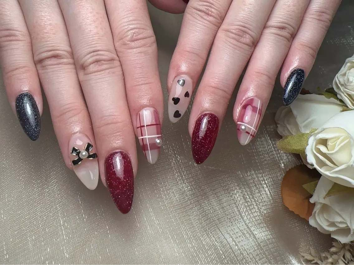 ネイル 長さ出し 持ち込み バレンタイン ハンドネイル ハンドケア 🫧M. nailsのネイルデザイン