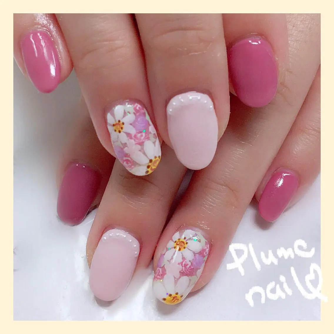 ネイル アートネイル オーロラネイル フラワーネイル ハート キラキラネイル plume nail ☆韓国ネイルのネイルデザイン