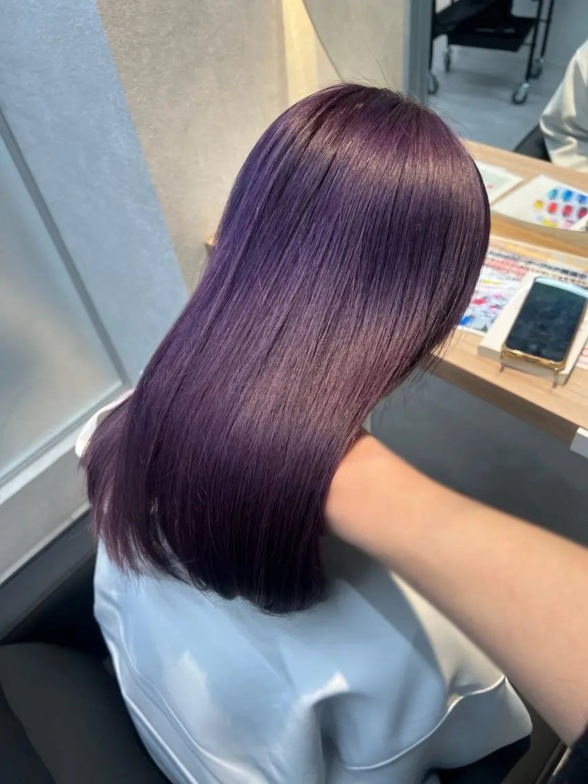カラー ブリーチ ラベンダーカラー 平田 翔梧のヘアスタイル
