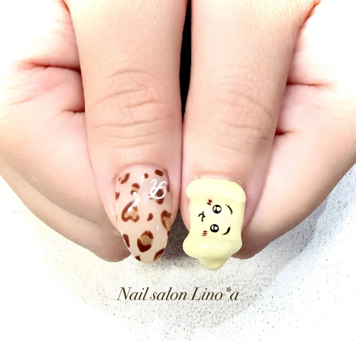ネイル アニマル柄 ハート マグネットネイル 持ち込み ハンドネイル Nail salon Lino*aのネイルデザイン