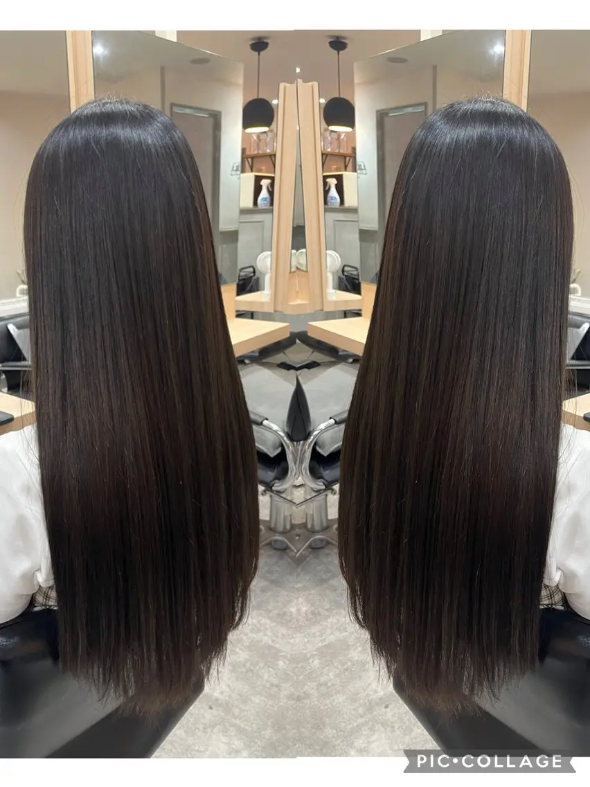ロング カラー パーマ カット ヘアカラー 縮毛矯正 トリートメント 髪質改善🩵艶髪 ストレート🩵山口のヘアスタイル