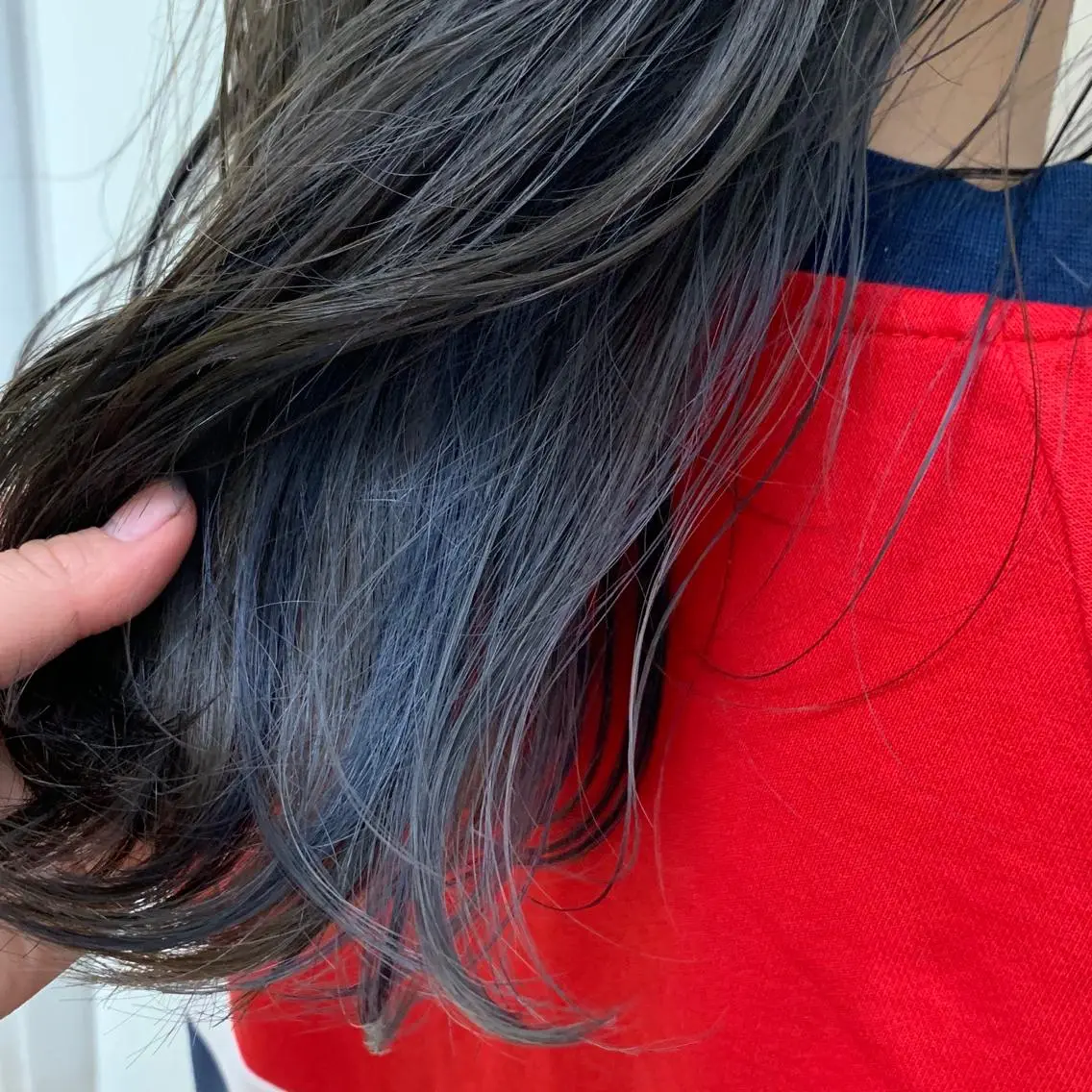 セミロング カラー ブルーカラー ブルーグレー ダブルカラー ヘアカラー ✨カラー支持No.1 🧸ワキ カナコ🧸のヘアスタイル