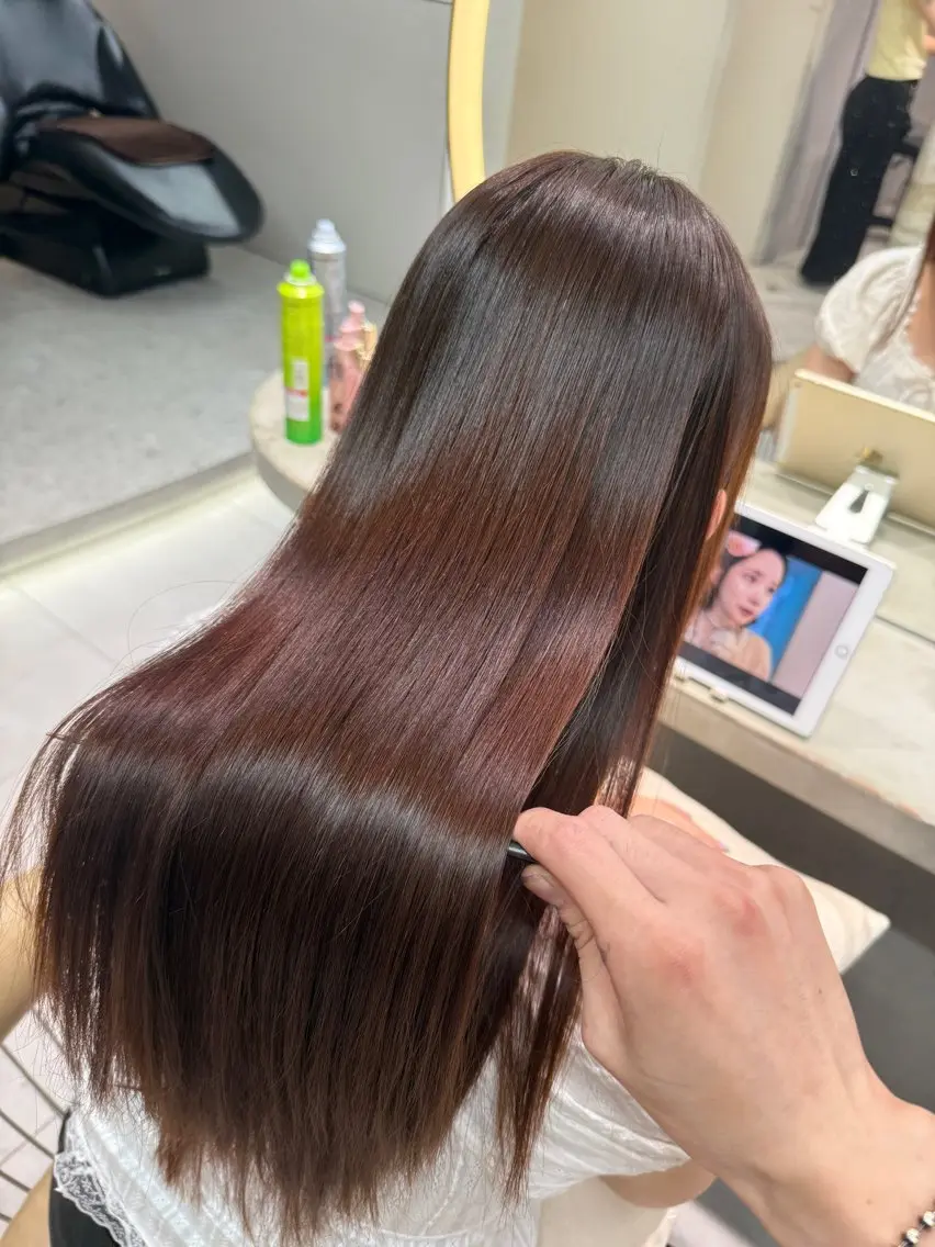 ロング カット 縮毛矯正 トリートメント ゆーだい🇰🇷韓国 🇰🇷×髪質改善のヘアスタイル