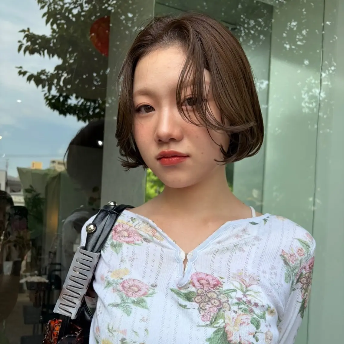 ショート カラー ベージュカラー ミント ミントベージュ ボブ カット ヘアカラー トリートメント qpula misuzuのヘアスタイル