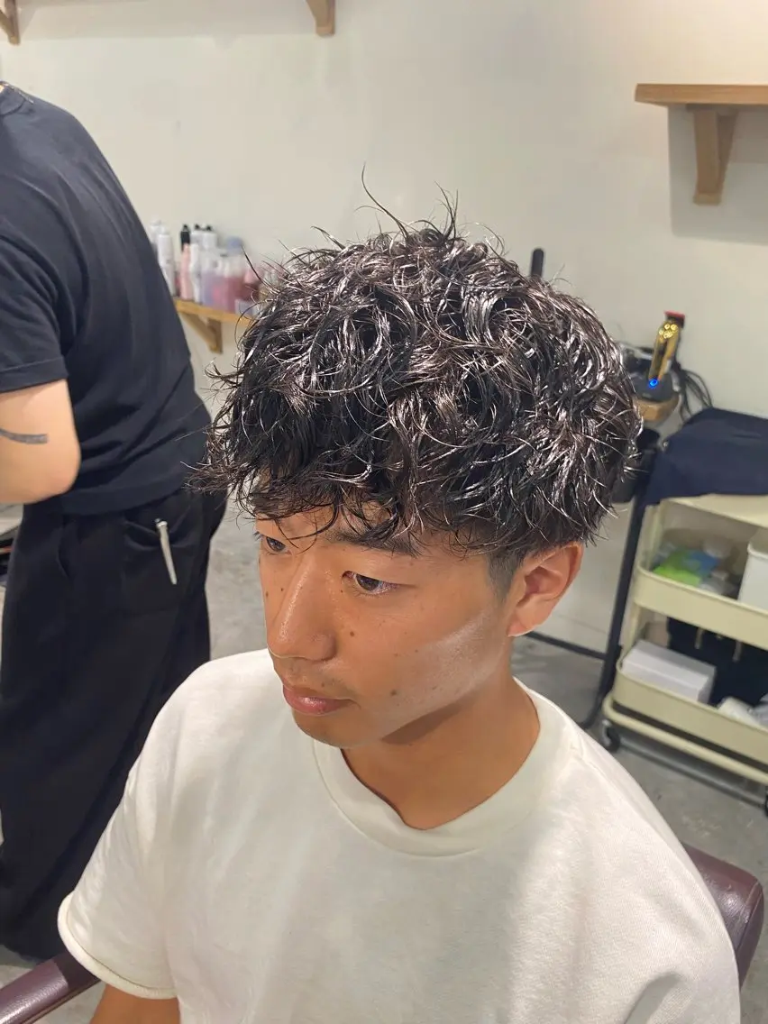 ショート パーマ メンズ カット パーマ パーマ特化/フェザー パーマシャドウ/真生のヘアスタイル