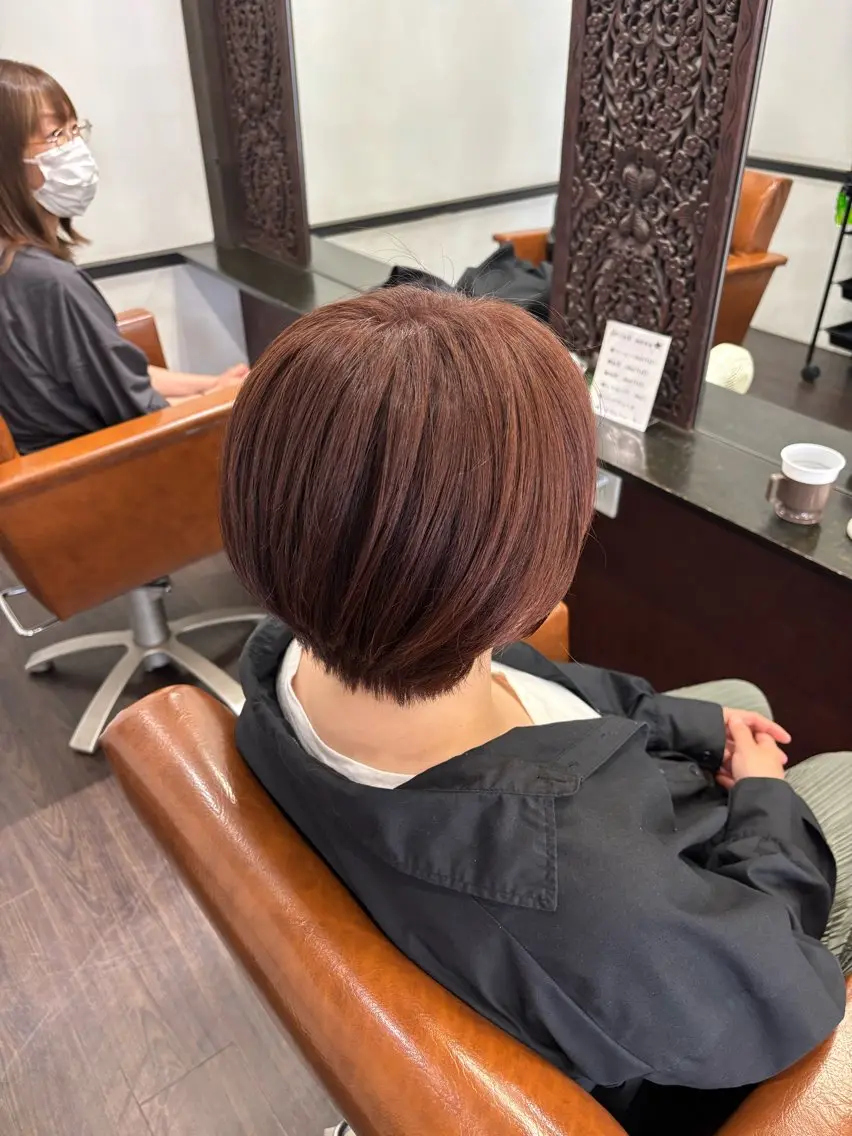 ショート カラー アッシュ ブラウンカラー 透明感カラー オレンジ オレンジブラウン ヘアカラー トリートメント 本間友也/透明感 /ハイトーンのヘアスタイル