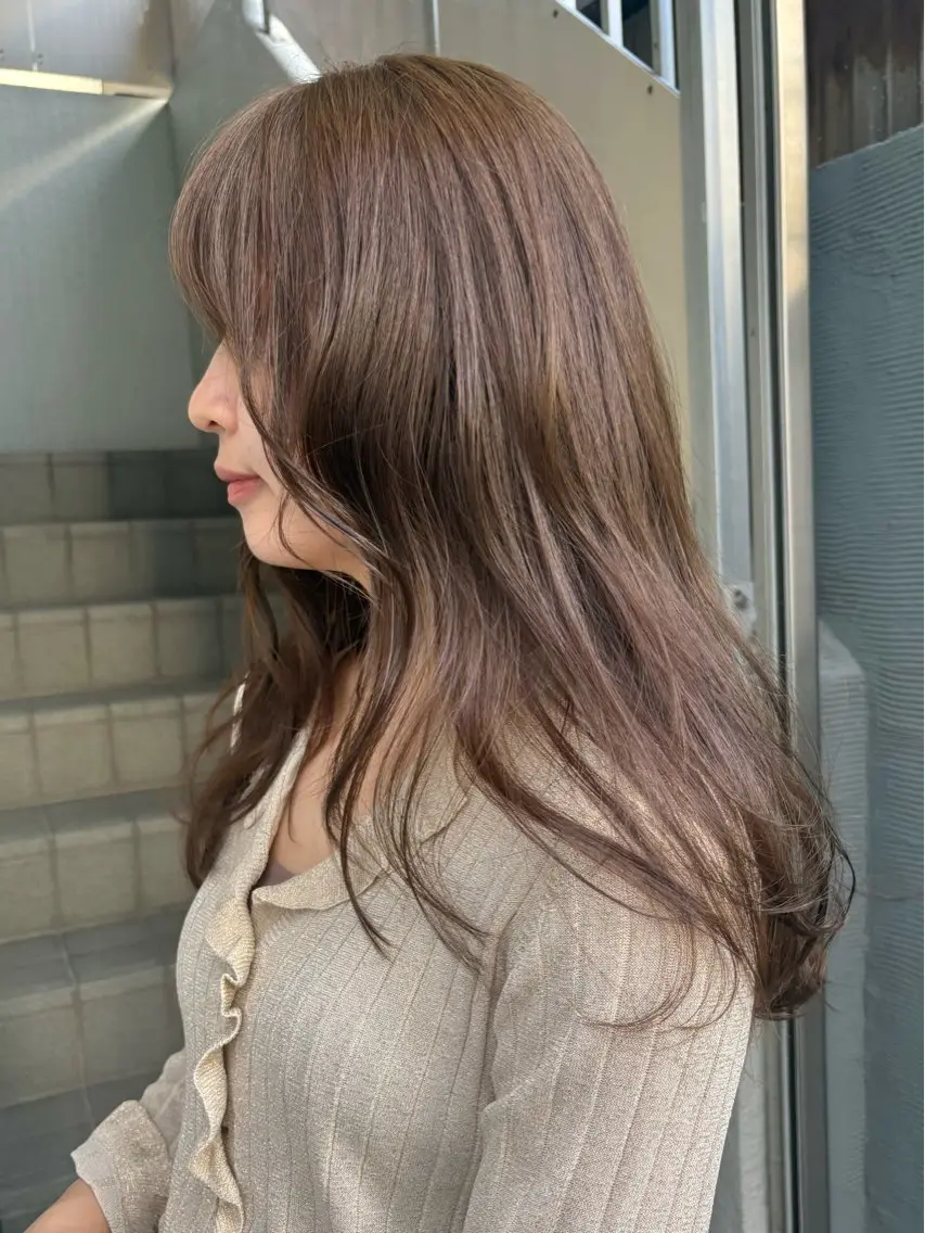 ロング カラー ヘアカラー レイヤーカット🍏 オリーブ/ののかのヘアスタイル