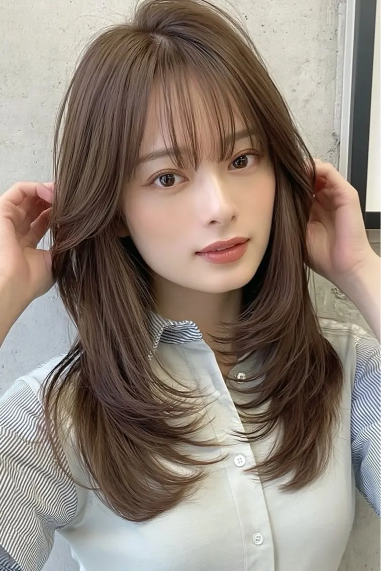 ロング バタフライレイヤー/ ニシトモユキのヘアスタイル