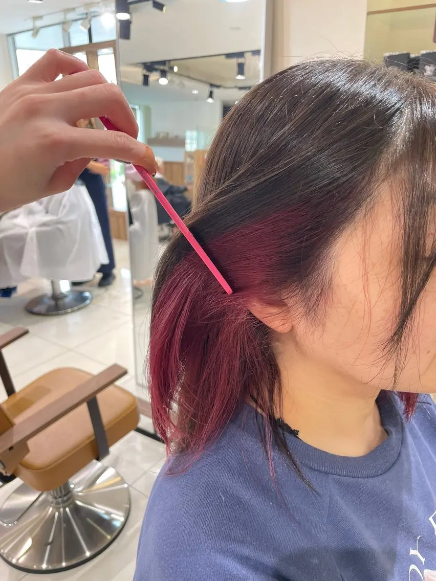 ミディアム カラー ブラウンカラー インナーカラー ピンクカラー ♚Honoka♚ ヘアセットのヘアスタイル