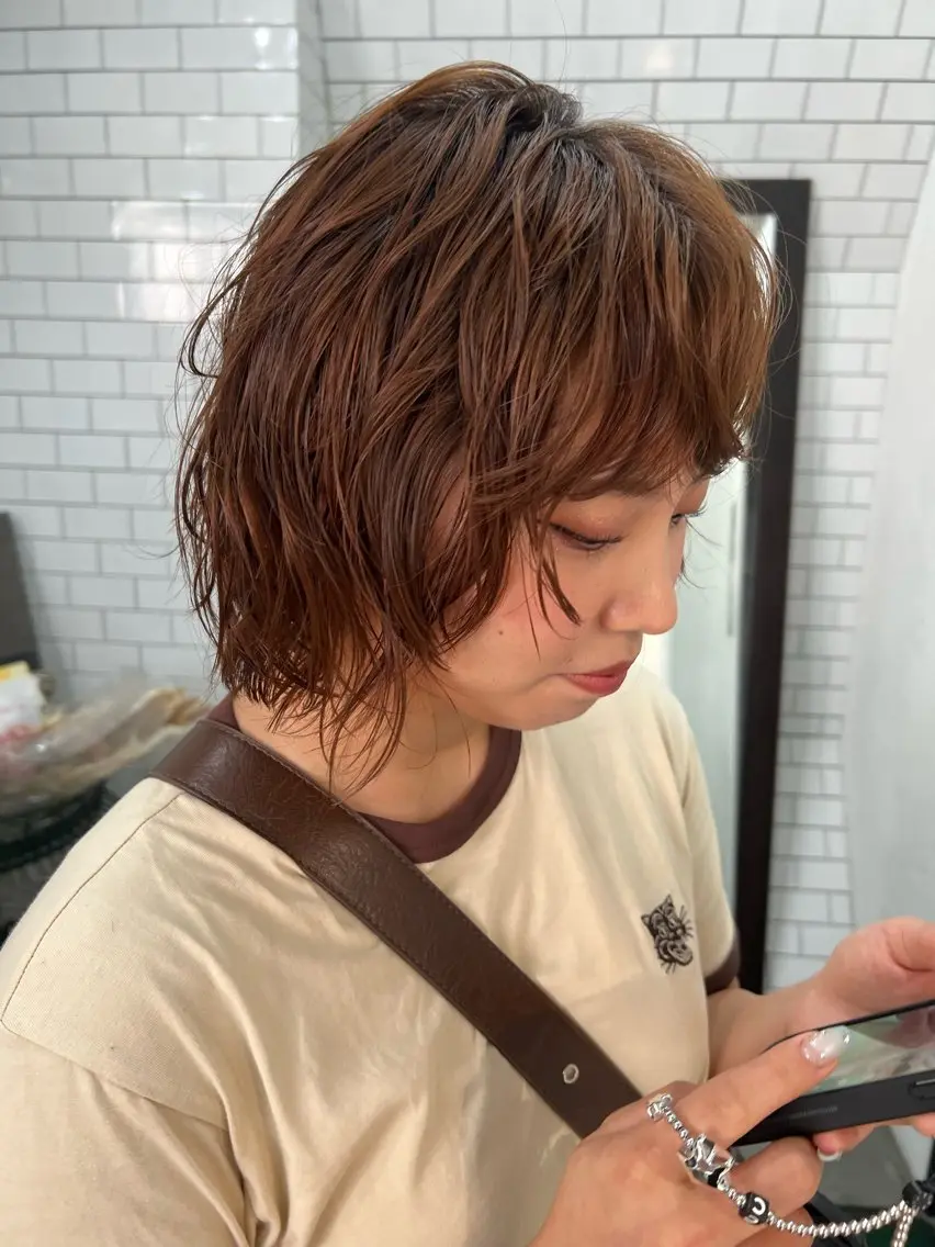 ショート カット パーマ 紙屋町ショート /ボブ　パーマ河内蓮のヘアスタイル
