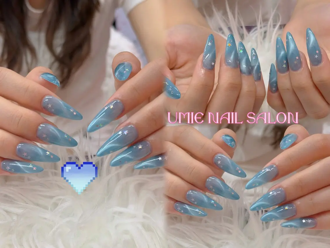ネイル フットネイル フレンチネイル ジェルネイル ガラスフレンチ マグネットネイル ハンドネイル UMIE NAIL SALONのネイルデザイン