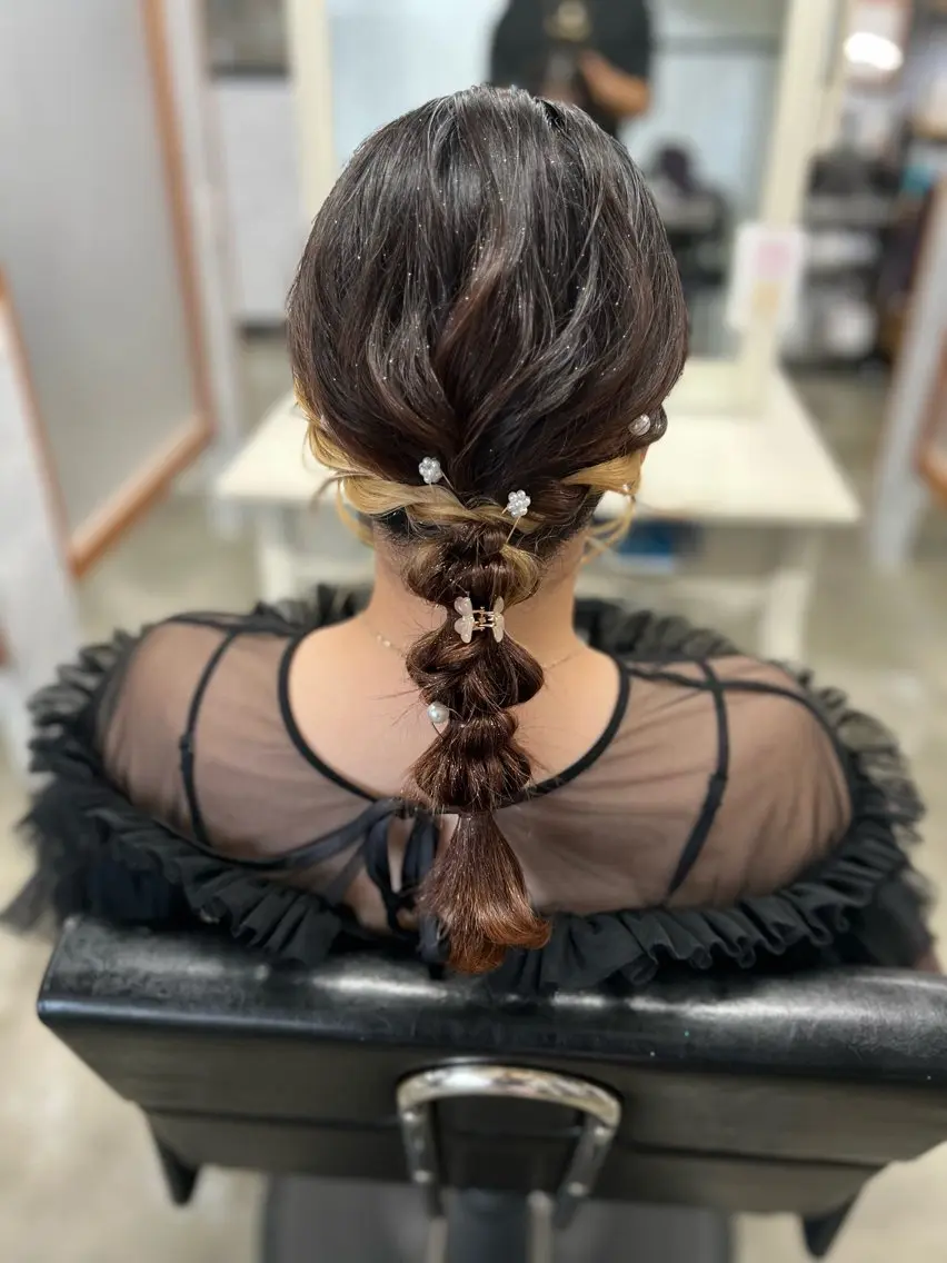 ミディアム ヘアアレンジ 結婚式・ブライダル 玉ねぎヘアー ヘアセット Style Tのヘアスタイル