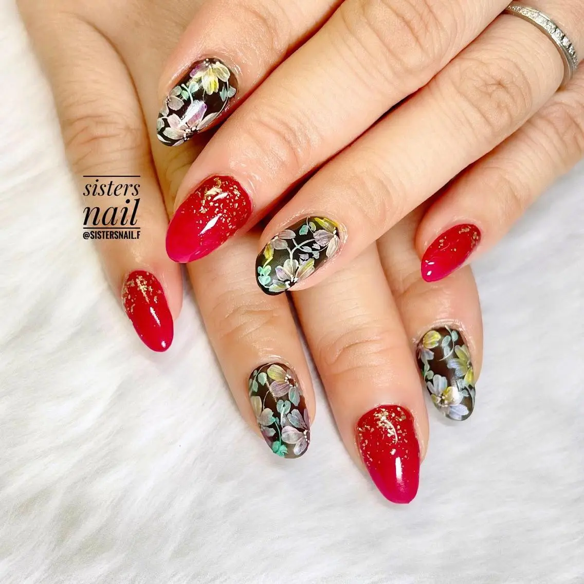 ネイル アートネイル フラワーネイル ジェルネイル キラキラネイル ニュアンスネイル sisters nail.fのネイルデザイン