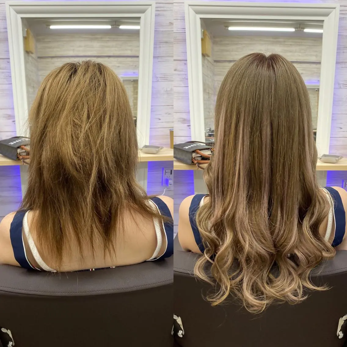 ロング カラー ヘアアレンジ ショートボブ 編み込みエクステ シールエクステ バレイヤージュ 透明感カラー LAVENDIA 初音のヘアスタイル