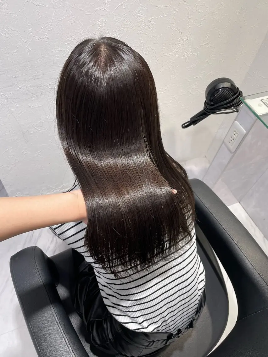 セミロング カラー 透明感カラー 髪質改善 トリートメント 表参道♡暗髪♡ 艶カラー♡アユミのヘアスタイル