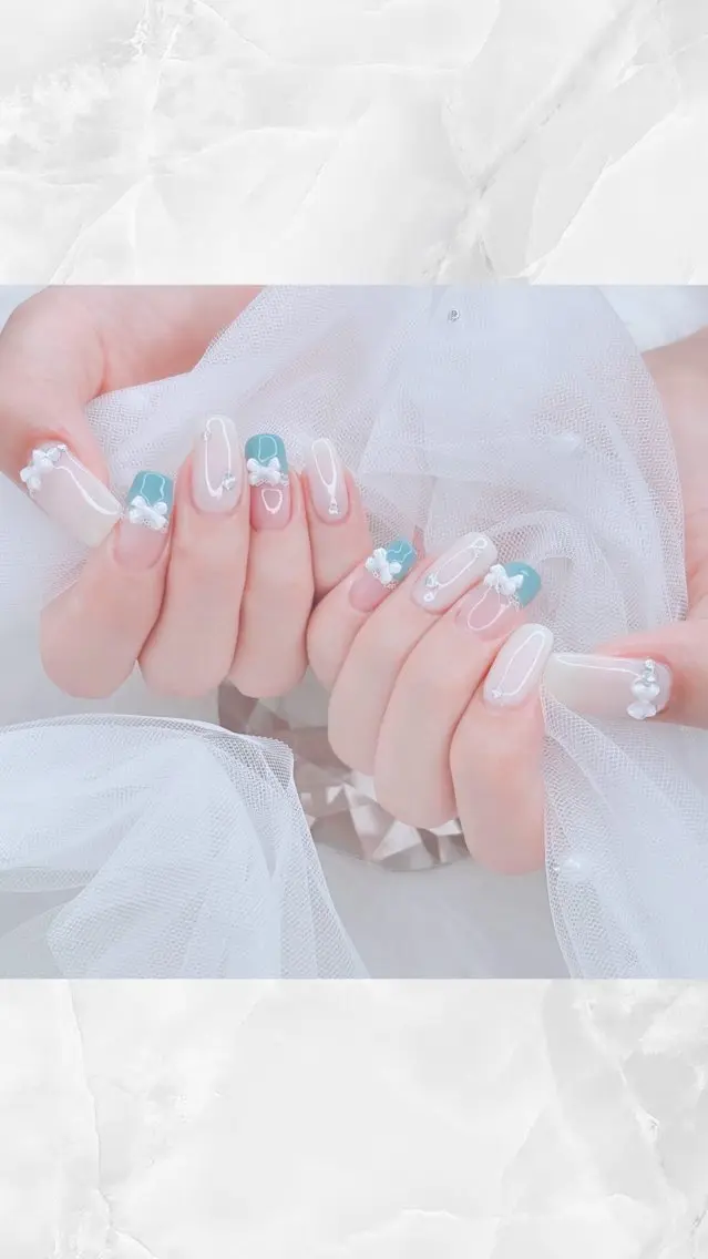 ネイル ブルー ハンドネイル Me19🕊️‎🤍 yuriのネイルデザイン