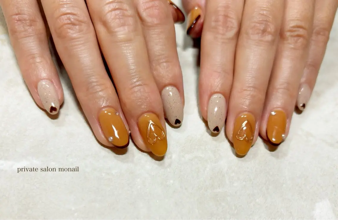 ネイル ハート ハンドネイル nail salon monailのネイルデザイン