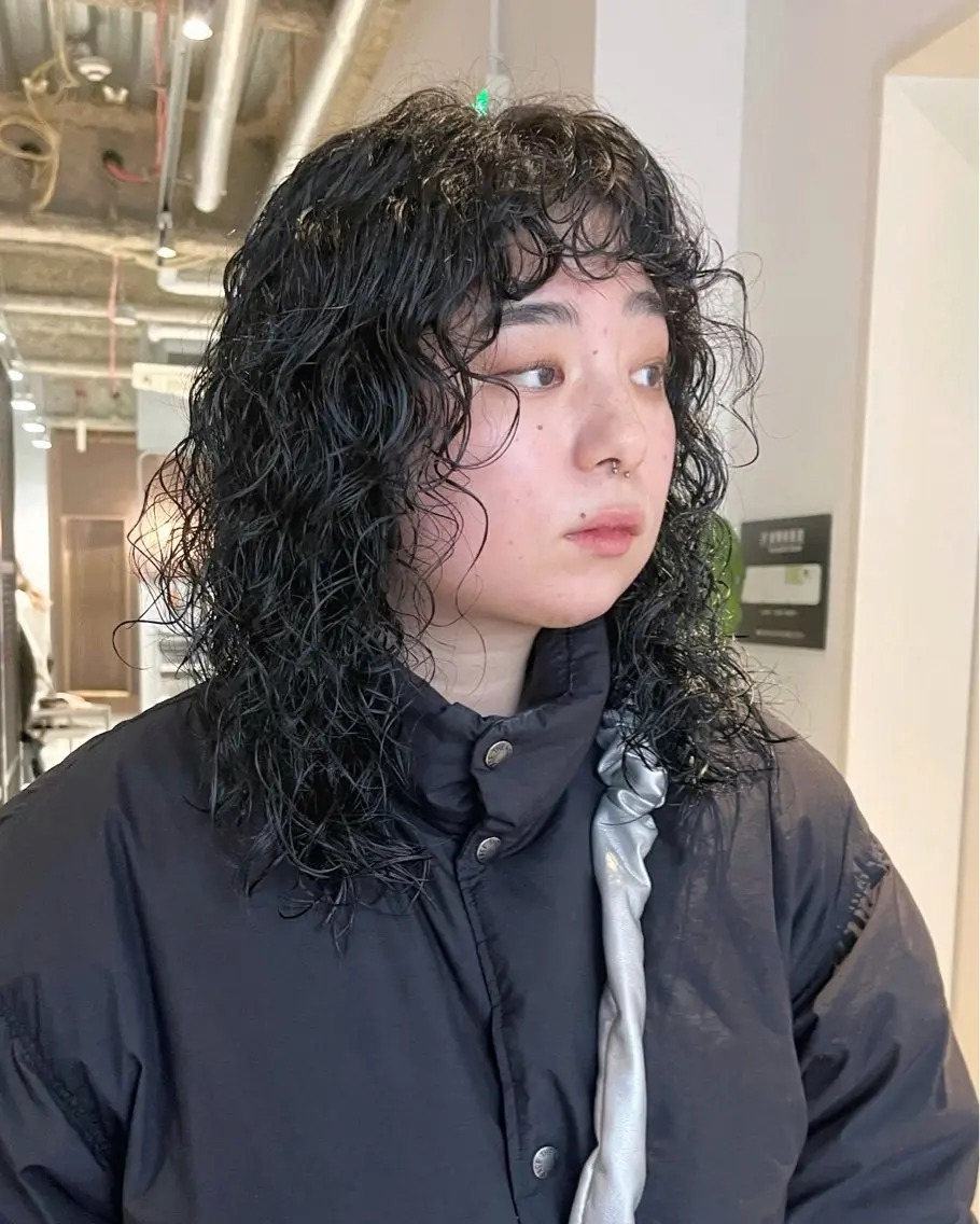 ミディアム パーマ かわい りほのヘアスタイル