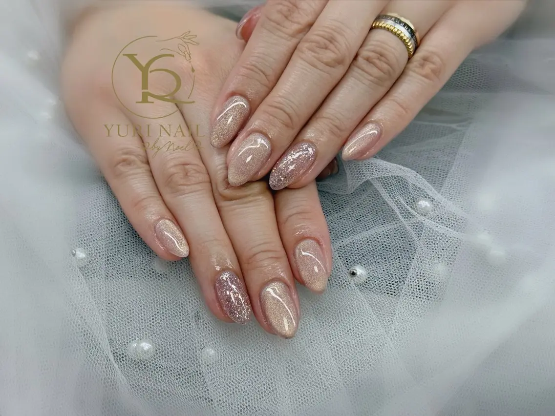 ネイル オーロラネイル ブルー チークネイル フットネイル フレンチネイル ハンドネイル フットネイル ハンドケア YURI Nail NARITAのネイルデザイン