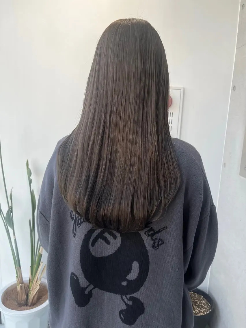 セミロング カラー パーマ ヘアアレンジ 透明感/オリーブ/ グレージュ/YUKAのヘアスタイル