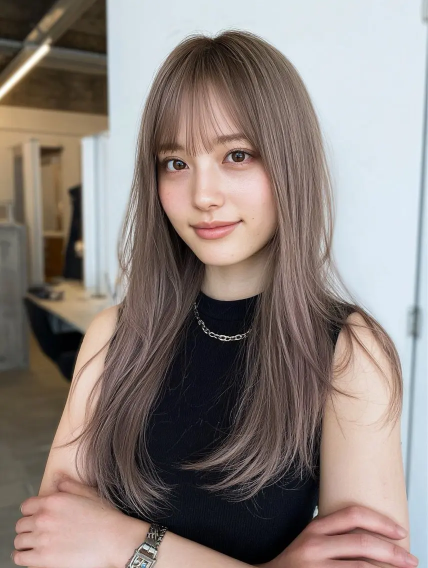ロング 髪質改善 レイヤーカット 縮毛矯正 ヘアカラー 🌈髪質改善💕 縮毛矯正✨青木まで✨のヘアスタイル