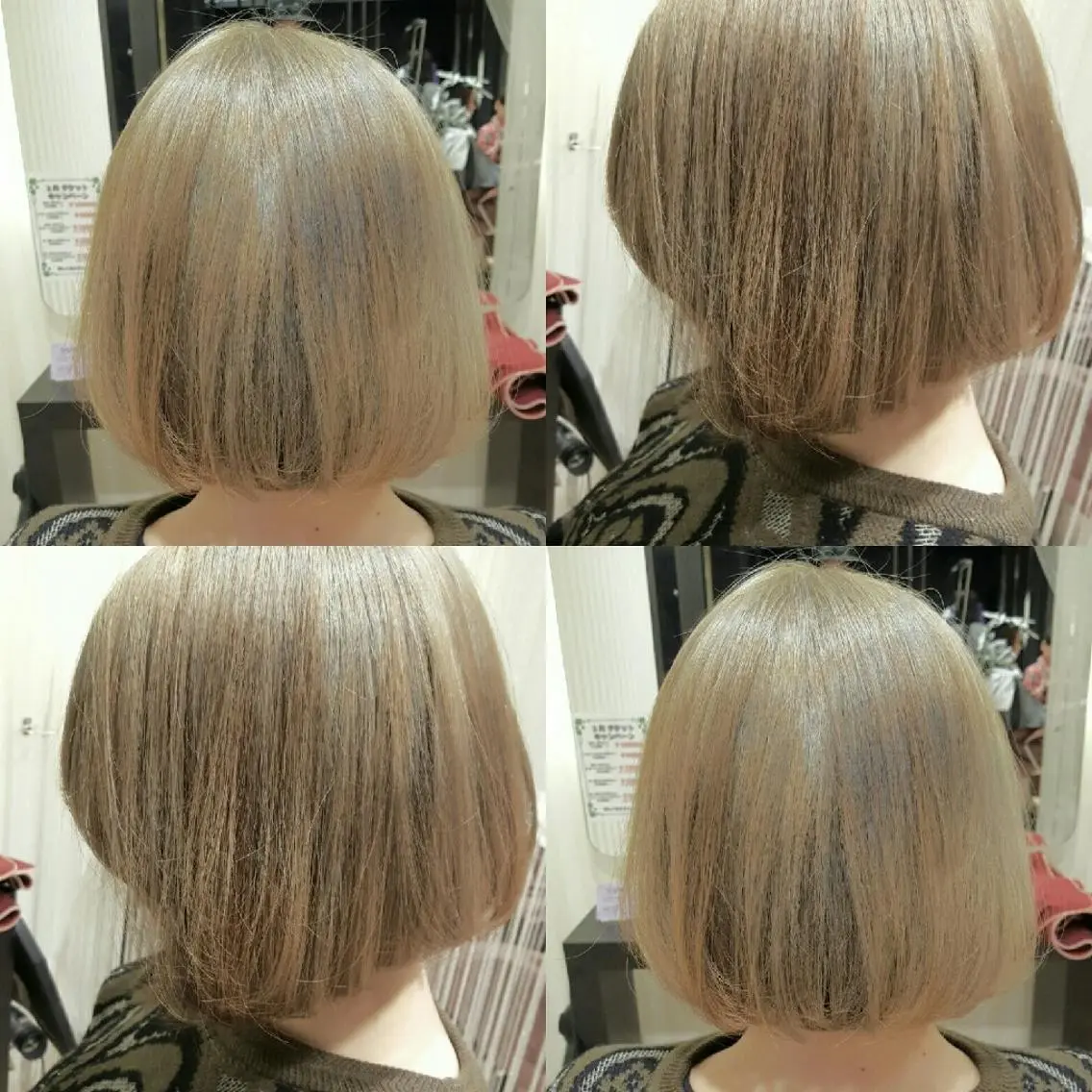 ショート カラー 前下がりボブ アッシュ ホワイトアッシュ ボブ 秋山 幸太のヘアスタイル