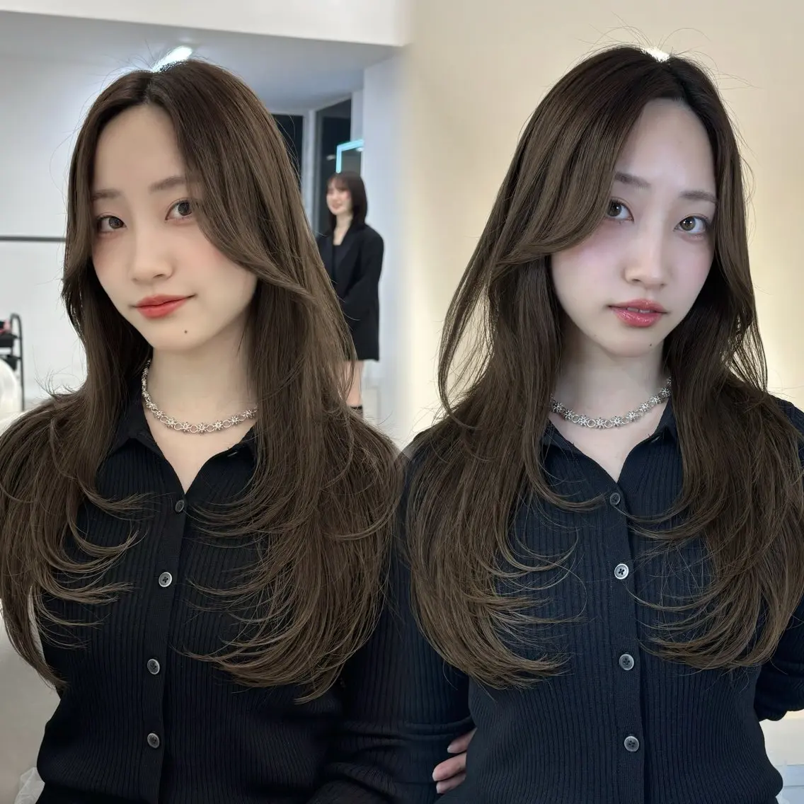 セミロング 顔周りカット ハッシュカット 韓国風ヘア レイヤーカット カット トリートメント タカト/韓国レイヤー /流行ヘア/髪質改善のヘアスタイル