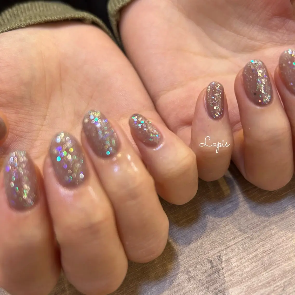 ネイル ラメ(グリッター) ハンドネイル Lapis *のネイルデザイン
