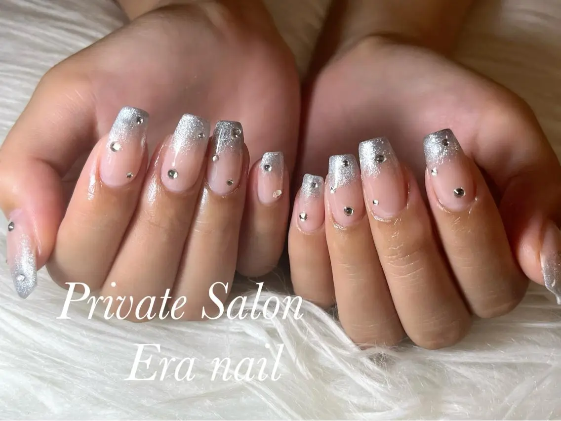 ネイル グラデーション マグネットネイル ストーンネイル Era nailのネイルデザイン