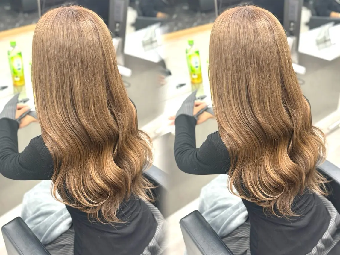 ロング カラー ブリーチ ブラウンカラー カット ヘアカラー ハイトーン/エクステ /職人/KENTAのヘアスタイル