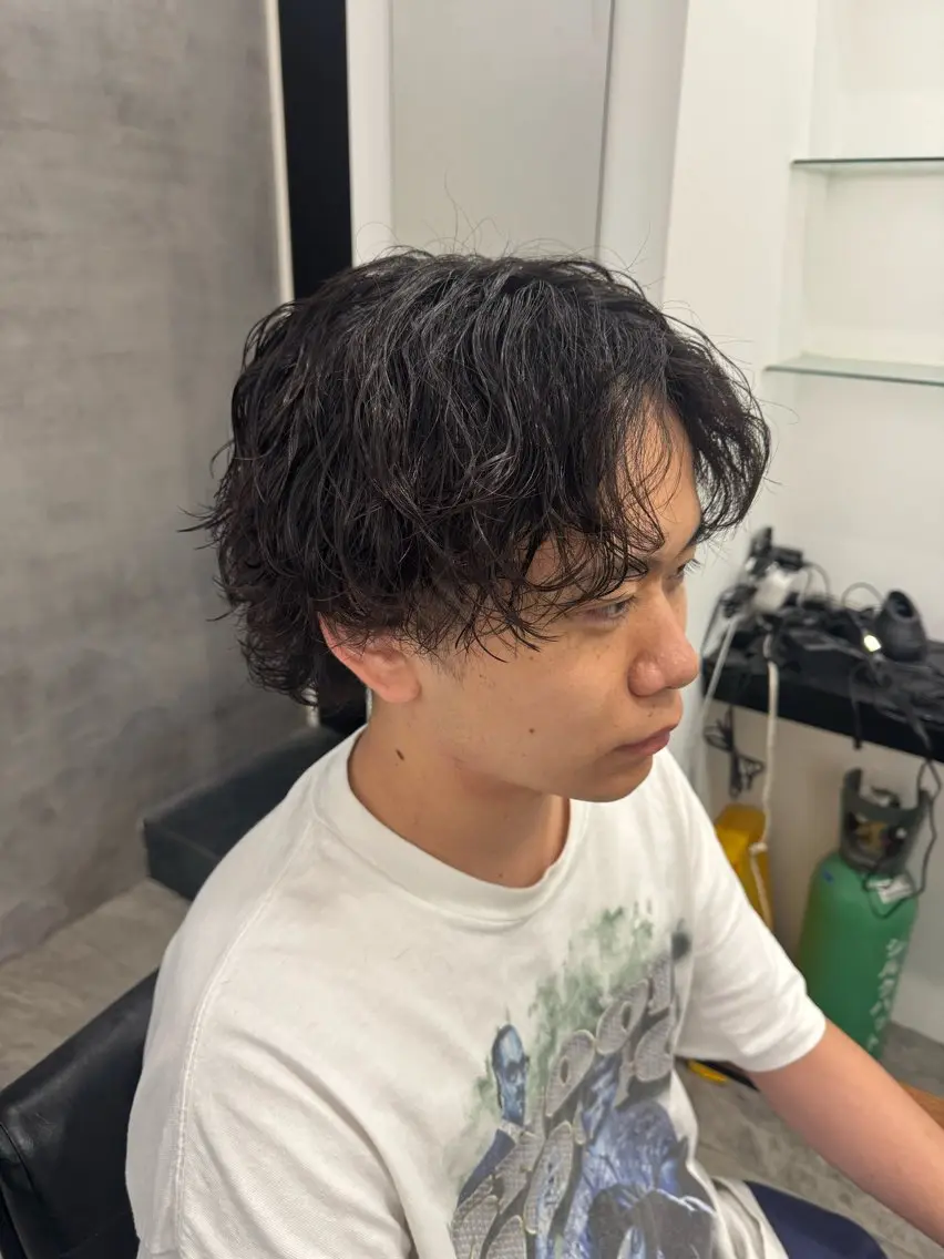 パーマ メンズ カット パーマ ウルフ、マッシュ パーマ特化のヘアスタイル