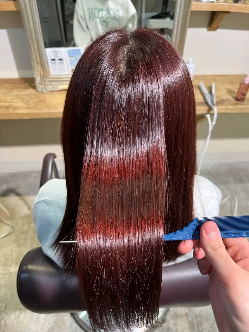ロング カラー ヘアカラー トリートメント フェザーパーマ🌙 毛流れ yuzukiのヘアスタイル