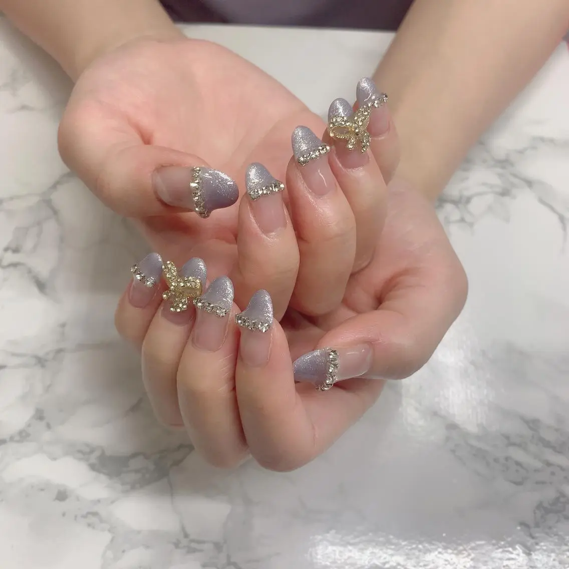 ネイル ハンドネイル はな💎ネイル ワンホン、長さ出しのネイルデザイン