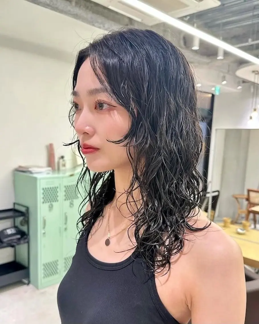 ロング パーマ カット パーマ トリートメント MAHAE 東芝のヘアスタイル