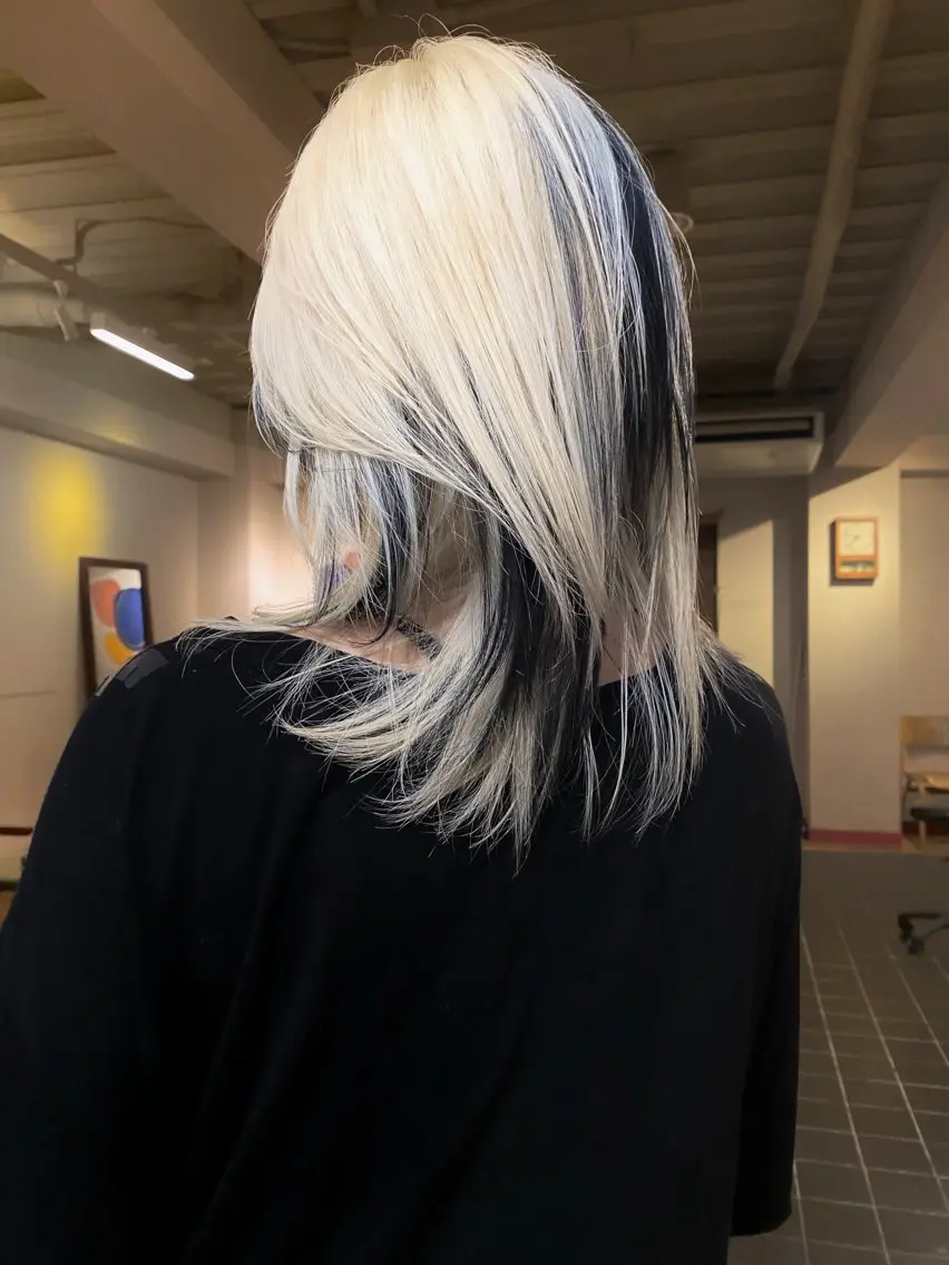 ミディアム カラー カット ヘアカラー トリートメント ヘッドスパ ナホ/ハイトーン/ デザインカラーのヘアスタイル