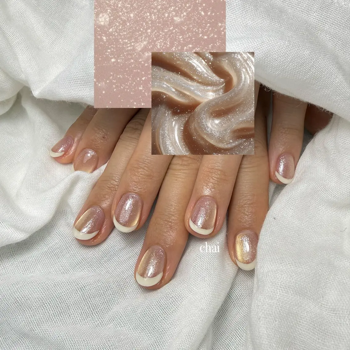 ネイル フレンチネイル マグネットネイル ハンドネイル chai nail + eye📍鶴橋のネイルデザイン