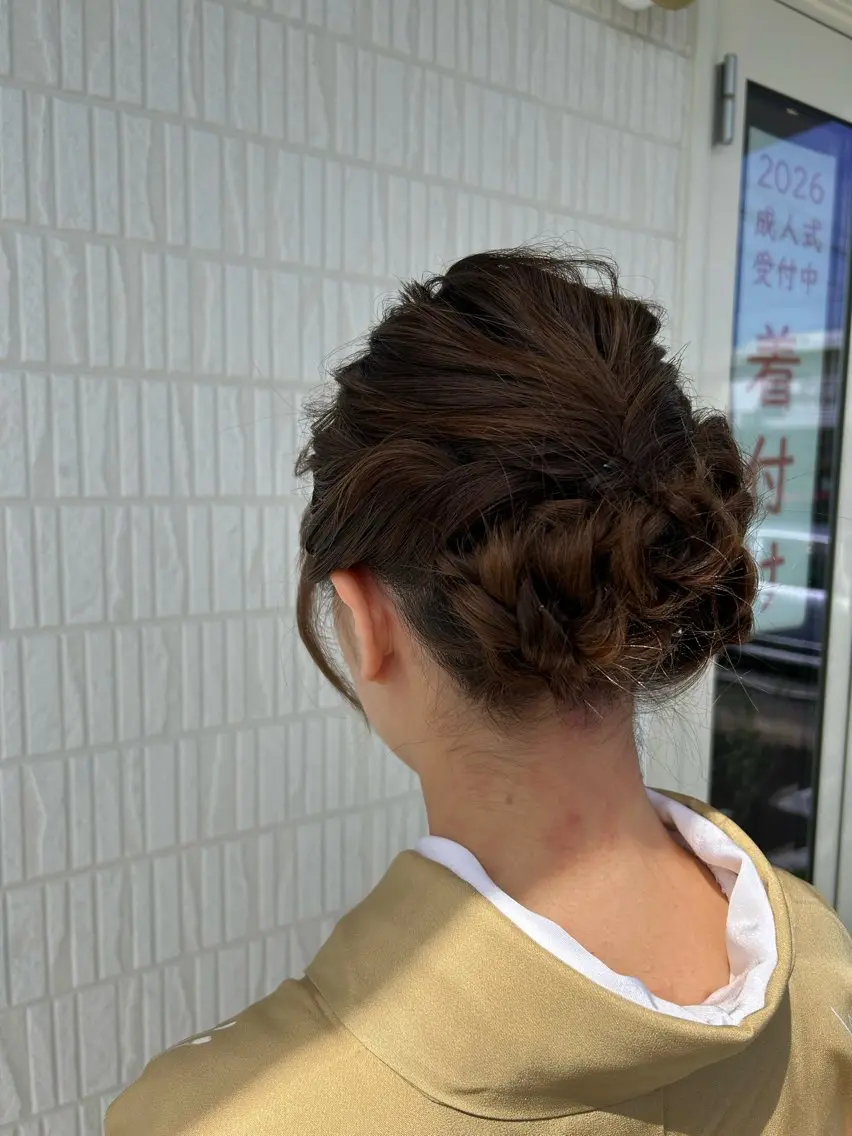 ミディアム ヘアアレンジ 着付け アミオーガニック カラーのヘアスタイル