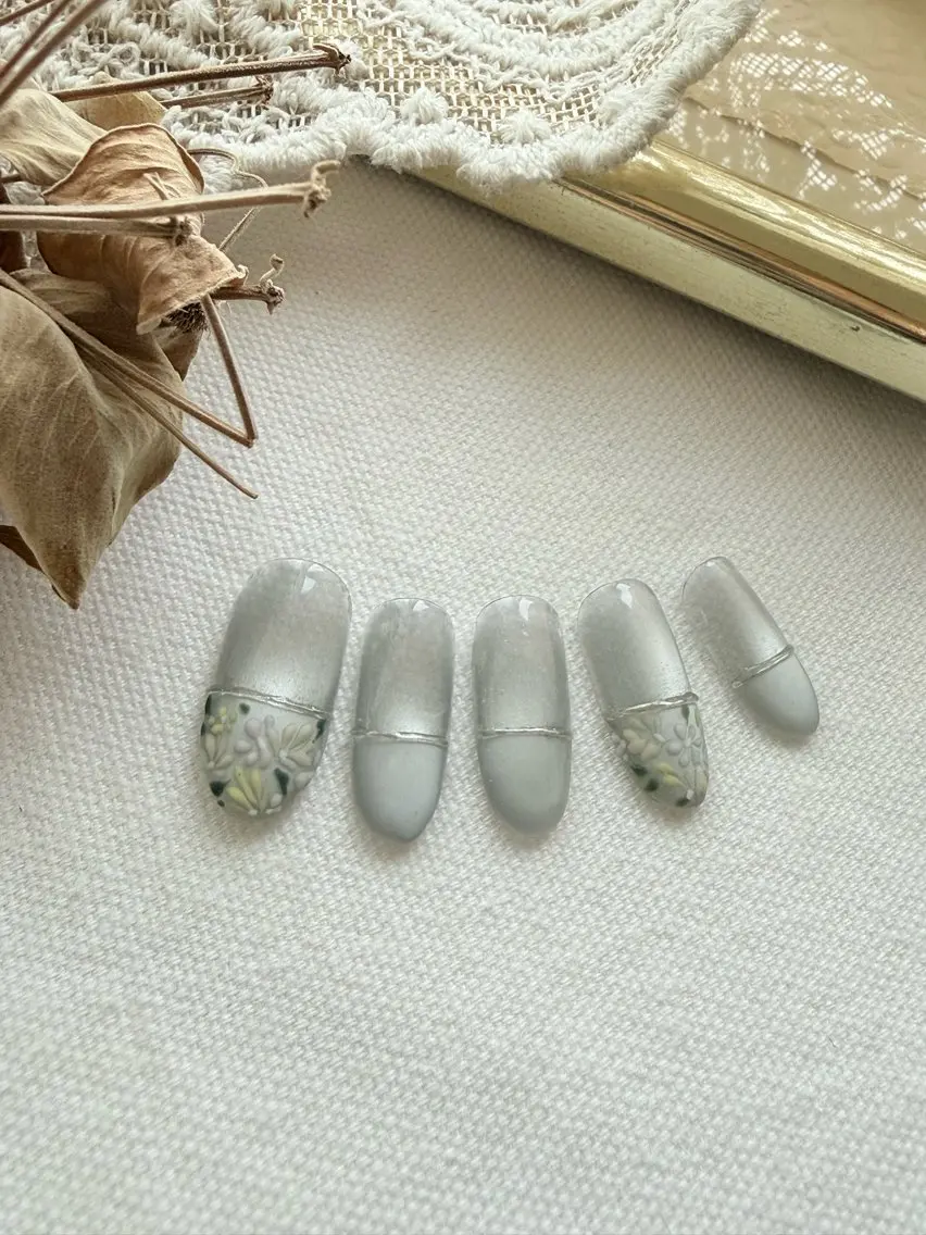 ネイル マグネットネイル マットネイル 春ネイル ハンドネイル miel nailのネイルデザイン