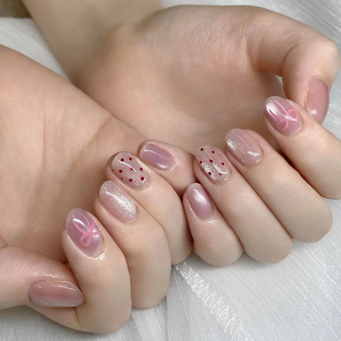 ネイル チークネイル ドット フレンチネイル グラデーション 韓国ネイル ハンドネイル Minette nailrinrinのネイルデザイン