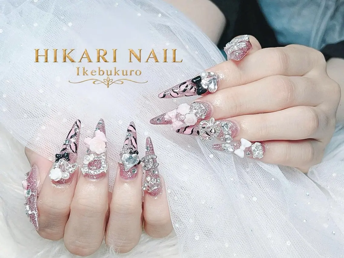 ネイル チークネイル 長さ出し フレンチネイル ガーリー ハロウィン ハンドネイル HikariNail Ikebukuroのネイルデザイン