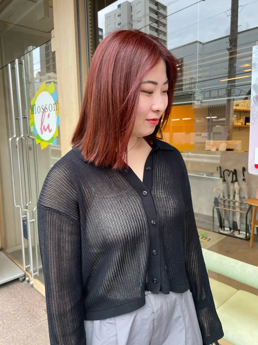 ミディアム カラー レッドカラー 髪質改善/Bloss om🌷高橋沙衣のヘアスタイル