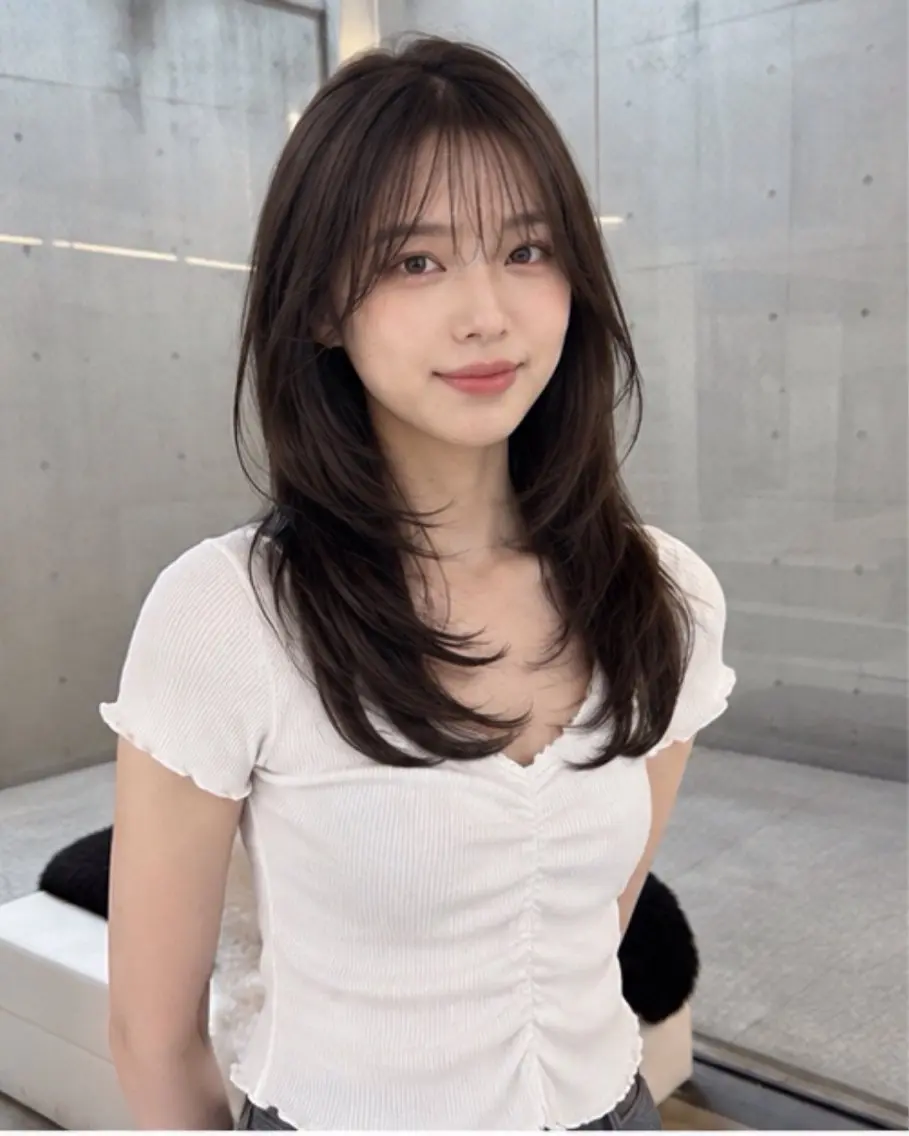 ミディアム ハッシュカット 韓国風ヘア レイヤーカット トリートメント カット pia 薬院のヘアスタイル
