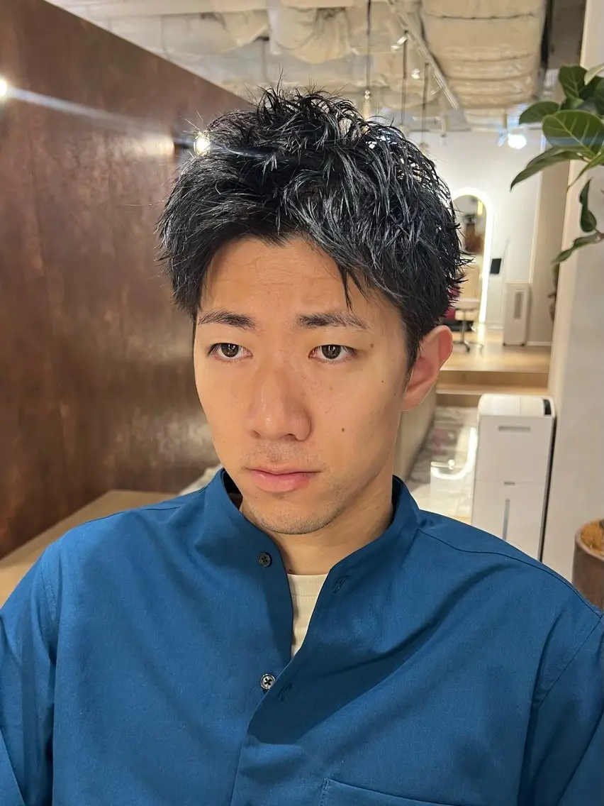 ショート パーマ メンズ カット パーマ 梅田茶屋町メンズ 専門美容師 山元一平のヘアスタイル
