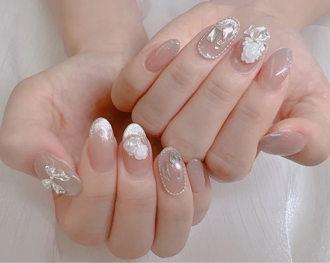 【HAND】人気NO.2 ブライダルシンプルネイル¥10980 ☆プレゼント付き☆の写真