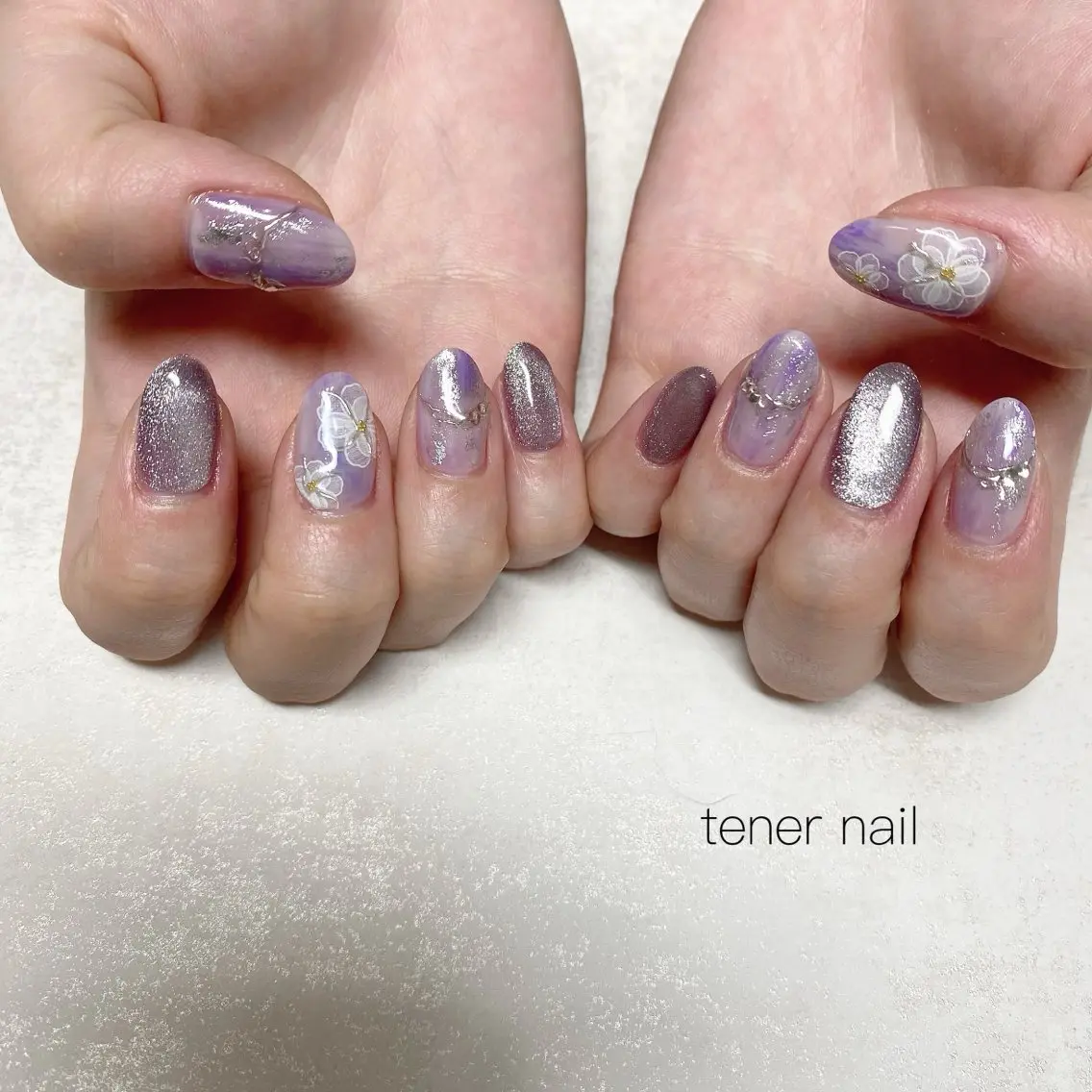 ネイル アートネイル フラワーネイル ミラーネイル ハンドネイル テネルネイル tener nailのネイルデザイン