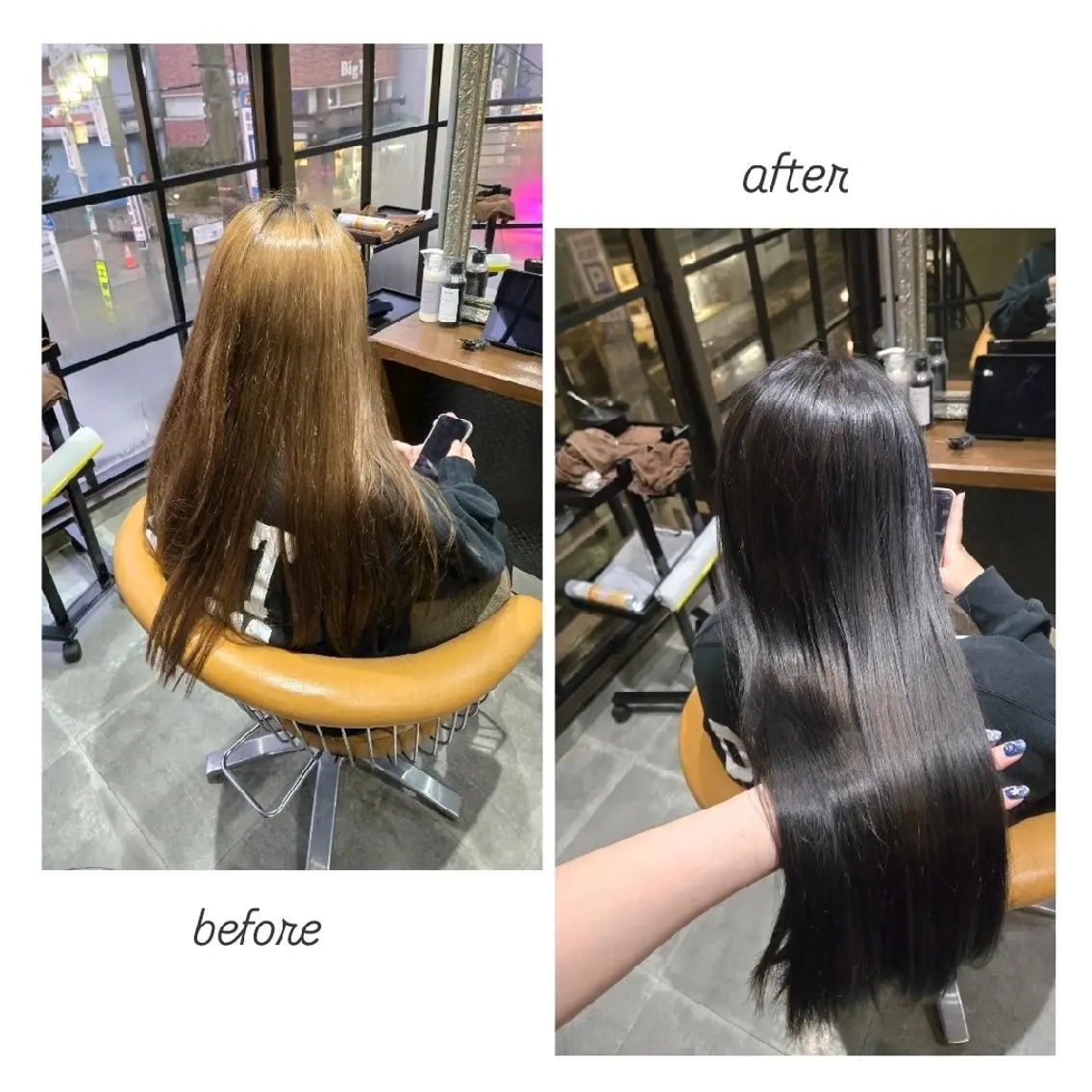 カラー 黒髪 ブルーカラー ブルーブラック enx 渡邊 愛結🎀のヘアスタイル