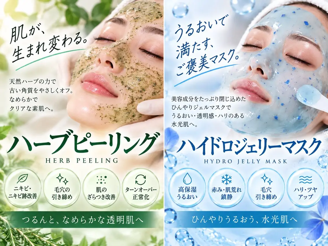 《⚠️研修スタッフ対応》【毛穴黒ずみ/赤み/ざらつき】天然酵素ハーブピーリング+最新ハイドロジェリーマスクの写真