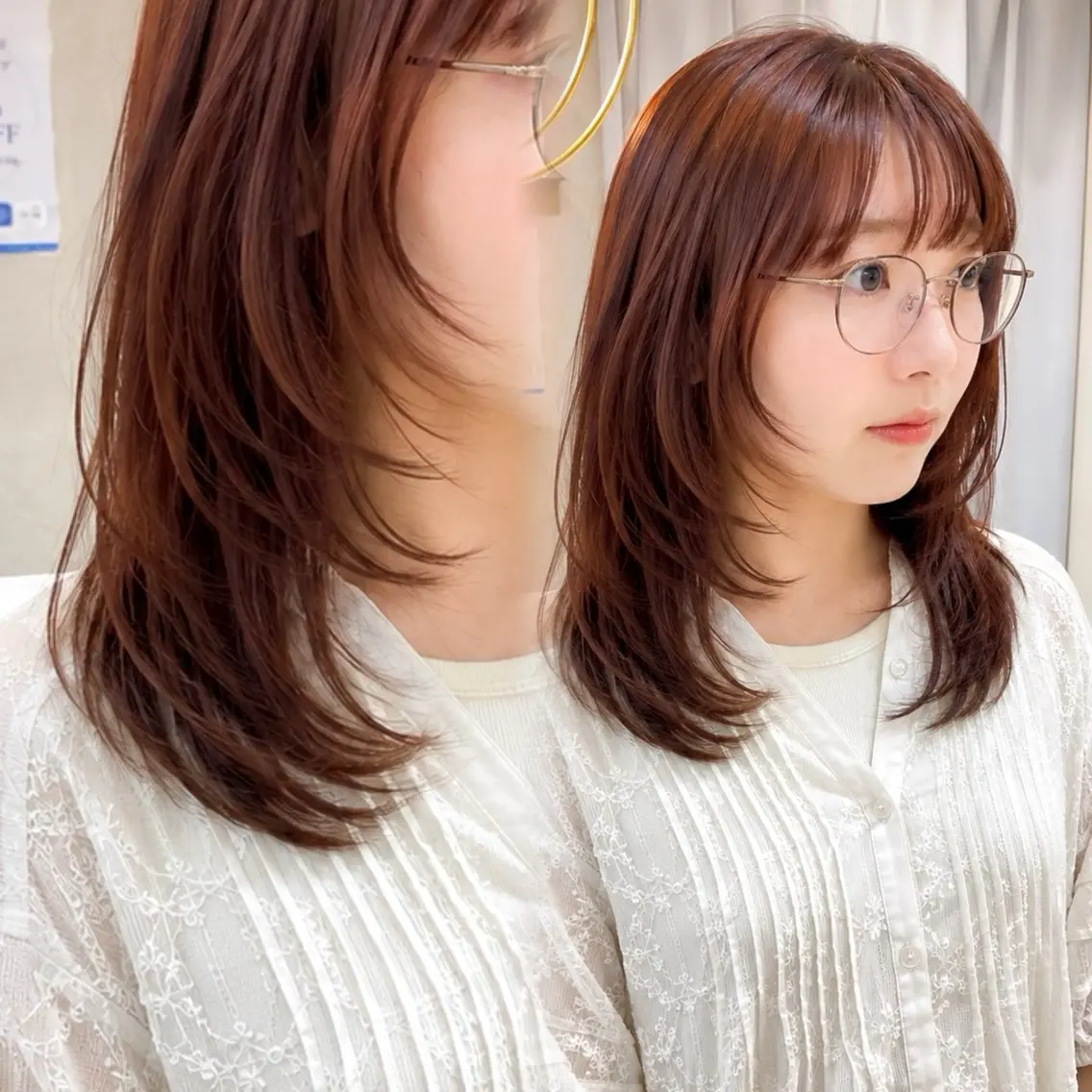 ミディアム カラー レイヤーカット カット 半個室/透明感カラー /SAKURAのヘアスタイル