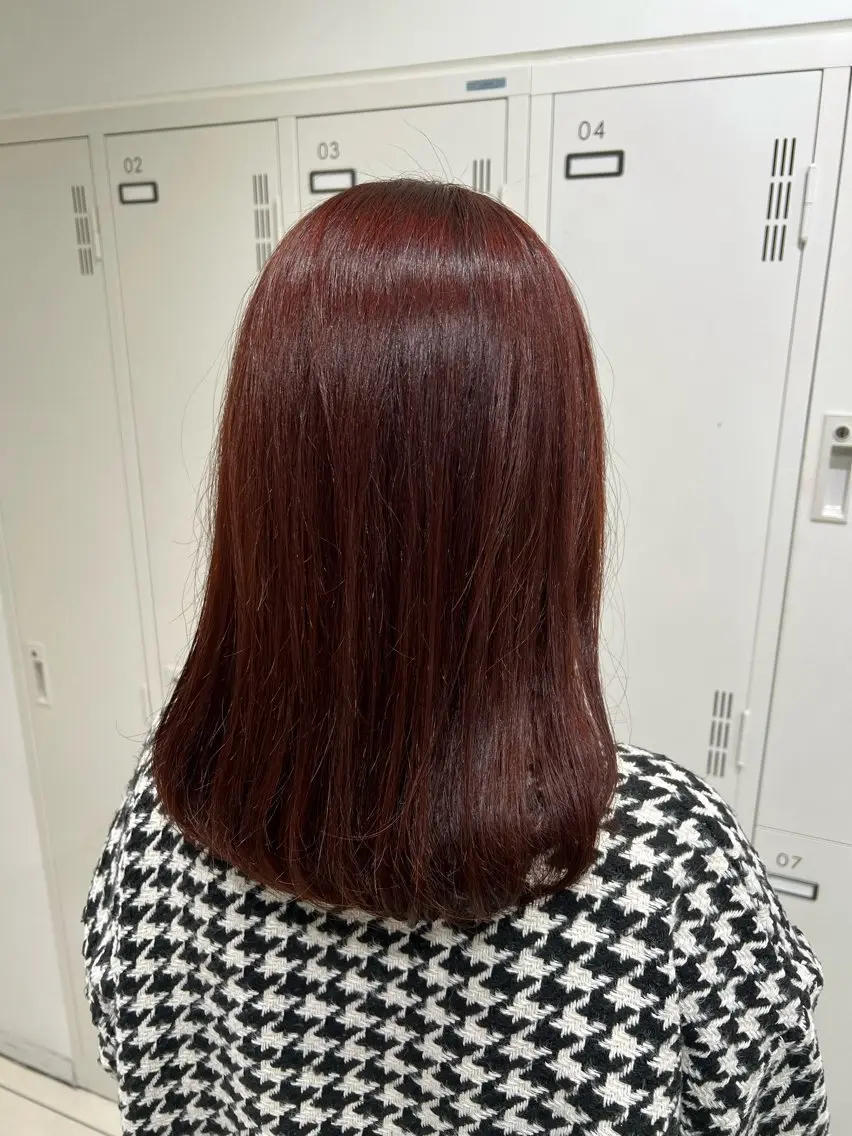 セミロング カラー ブリーチ ブラウンカラー ブリーチなしカラー レッドカラー ヘアカラー トリートメント 【暖色カラー特化】 中山由梨のヘアスタイル
